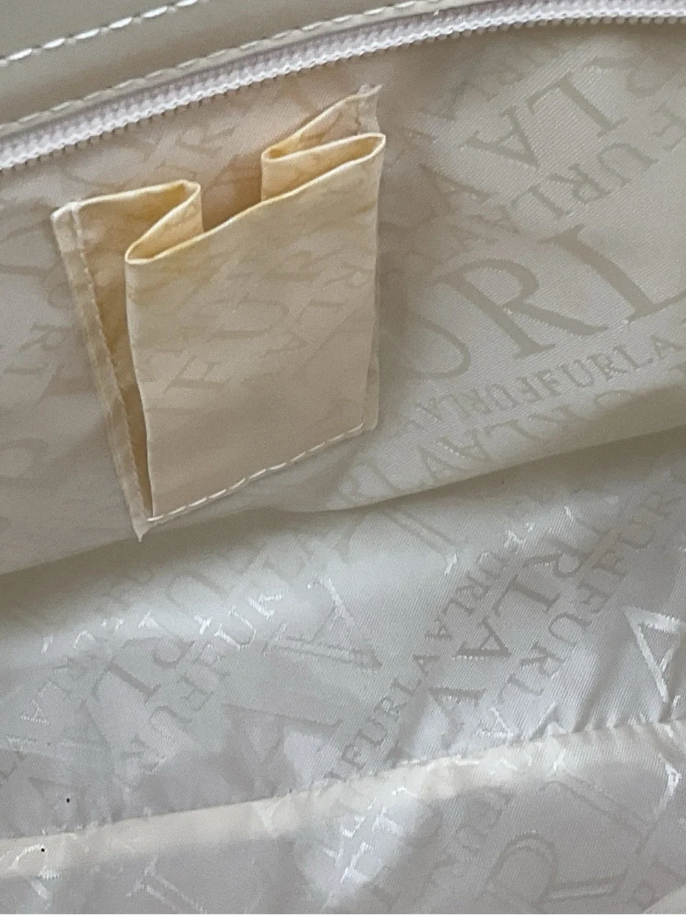 Furla Cream Leather Satchel with Top Handles